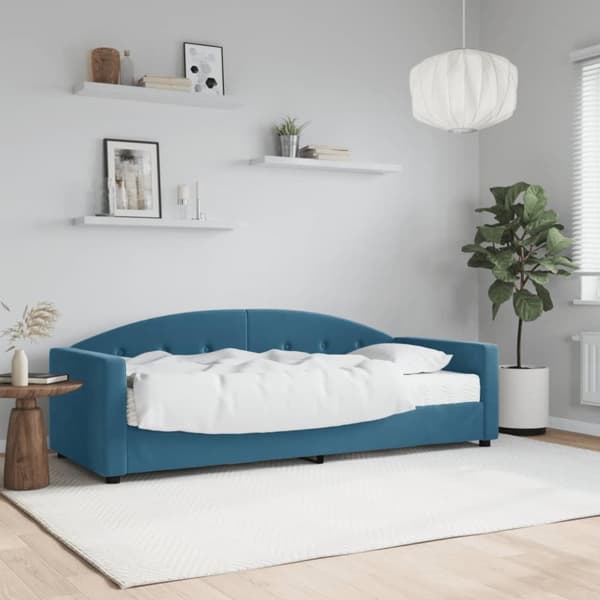 Dagbädd med madrass blå 80x200 cm sammet