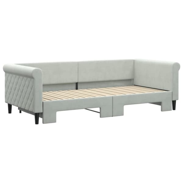 Dagbädd utdragbar ljusgrå 90x200 cm sammet