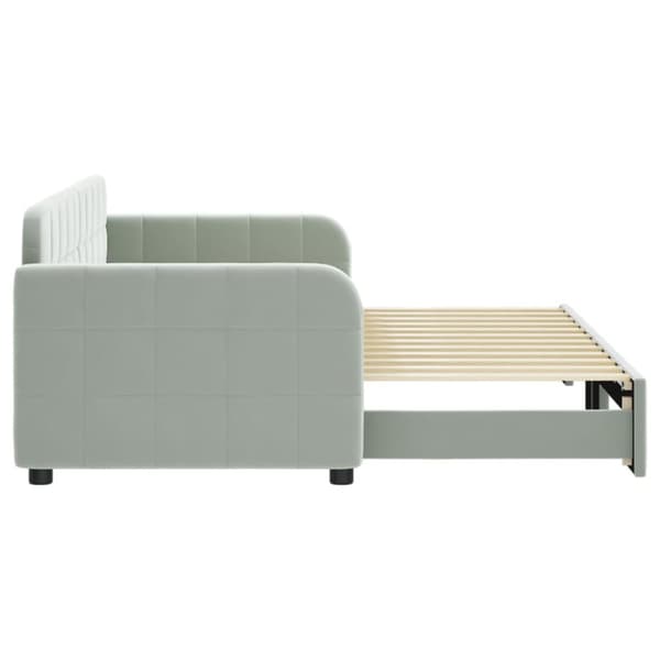 Dagbädd utdragbar ljusgrå 80x200 cm sammet