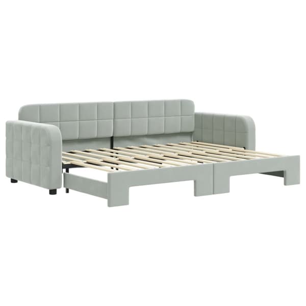 Dagbädd utdragbar ljusgrå 80x200 cm sammet