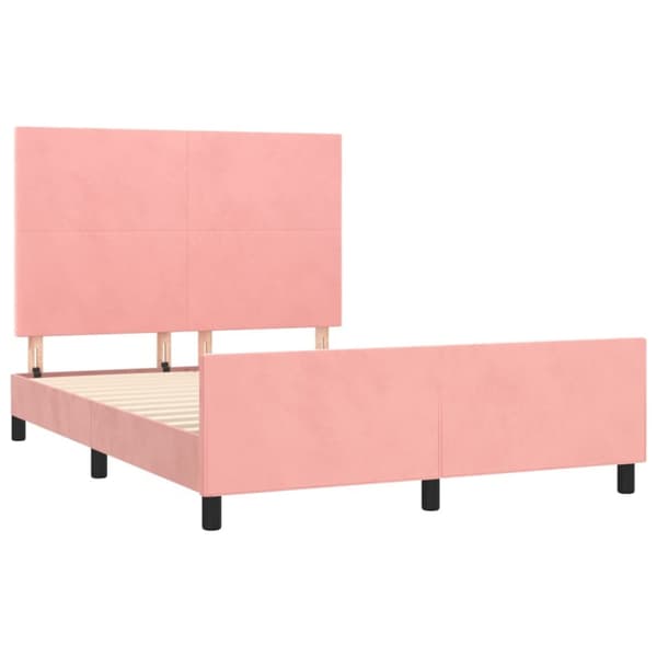 sengeramme med sengegavl 140x190 cm fløjl pink