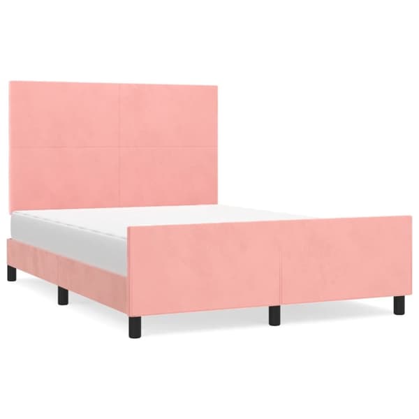 sengeramme med sengegavl 140x190 cm fløjl pink