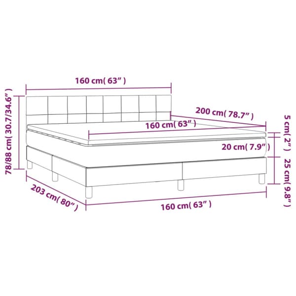 kontinentalseng med LED-lys 160x200 cm stof cremefarvet