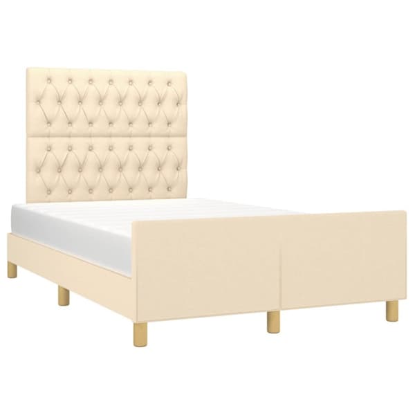 sengeramme med sengegavl 120x190 cm stof cremefarvet