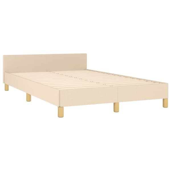 sengeramme med sengegavl 120x190 cm stof cremefarvet