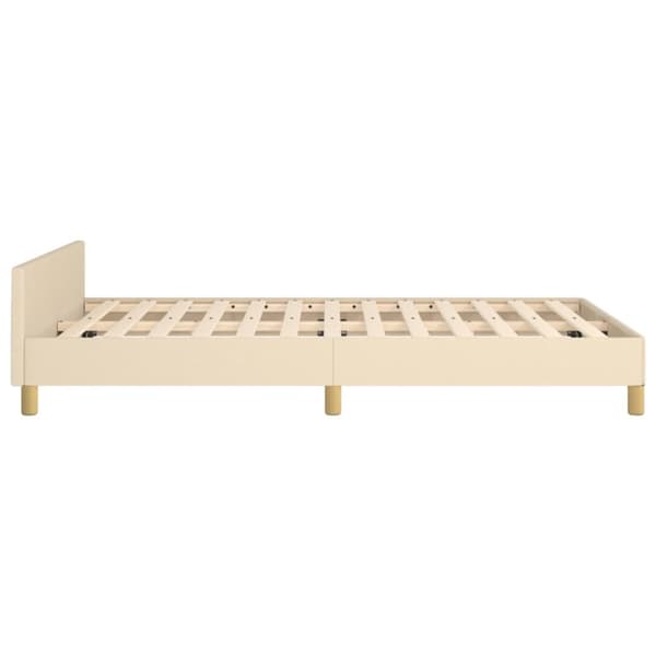 sengeramme med sengegavl 120x190 cm stof cremefarvet