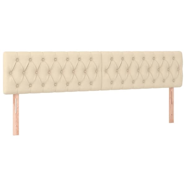 sengeramme med sengegavl 120x190 cm stof cremefarvet