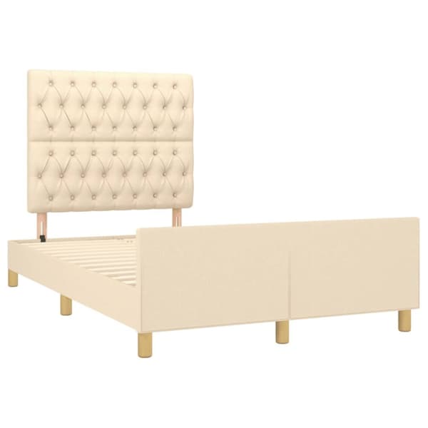 sengeramme med sengegavl 120x190 cm stof cremefarvet
