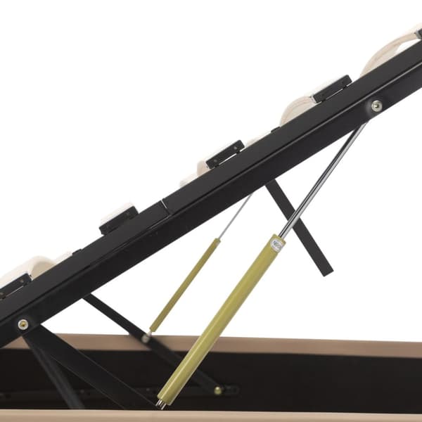 hydraulisk opbevaringsseng LED 180x200 cm kunstlæder cappuccino