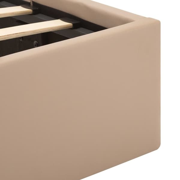hydraulisk opbevaringsseng LED 180x200 cm kunstlæder cappuccino