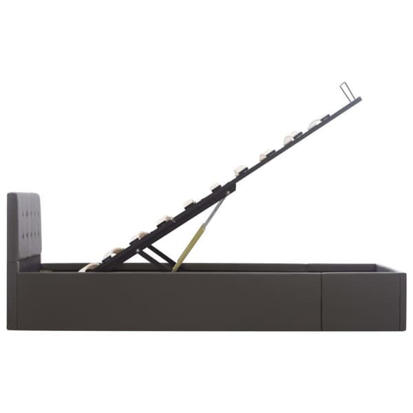 Sängram hydraulisk förvaring grå konstläder 100x200 cm