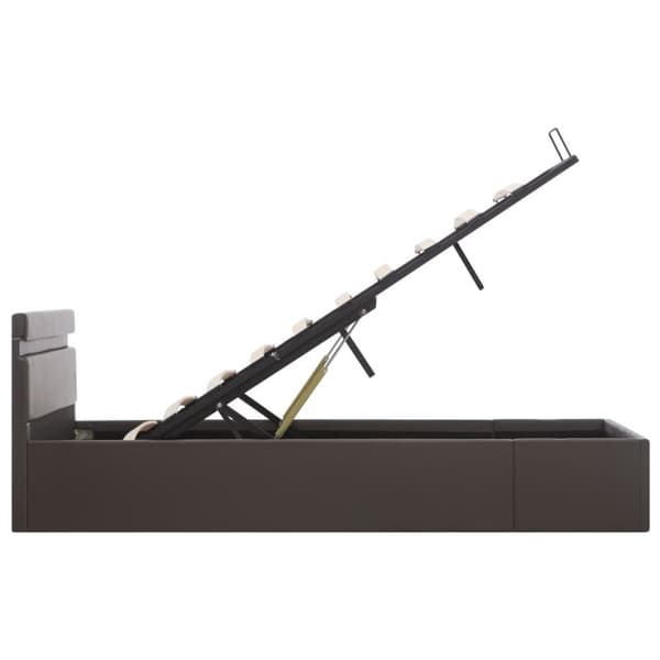 Sängram hydraulisk förvaring LED grå konstläder 120x200 cm