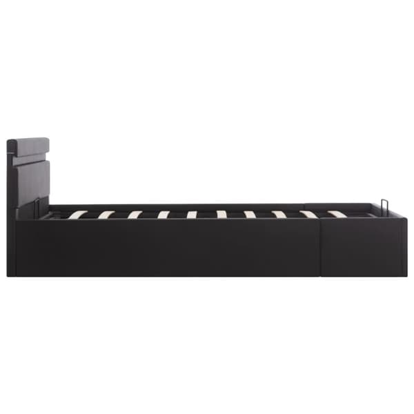 hydraulisk opbevaringsseng med LED 120x200 cm kunstlæder sort