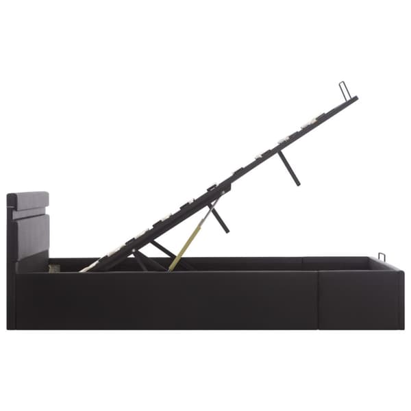 hydraulisk opbevaringsseng med LED 120x200 cm kunstlæder sort