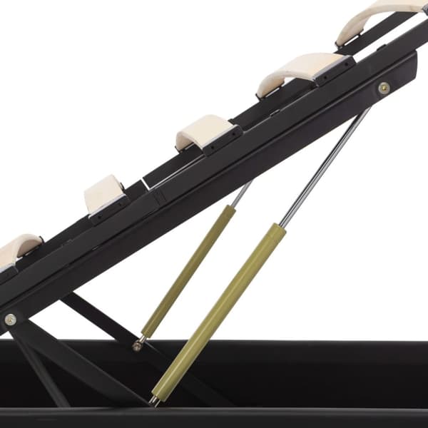 hydraulisk opbevaringsseng med LED 120x200 cm kunstlæder sort