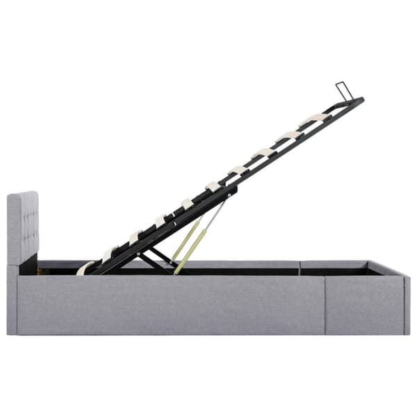 hydraulisk opbevaringsseng 100 x 200 stof lysegrå