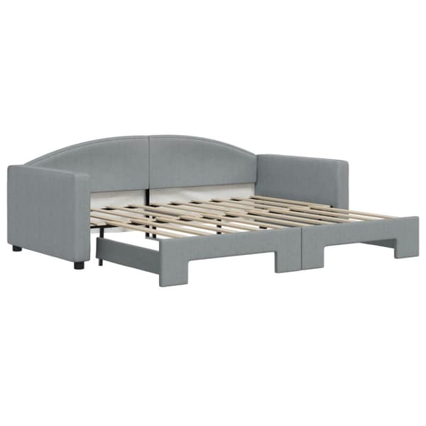daybed med udtræk 90x190 cm stof lysegrå