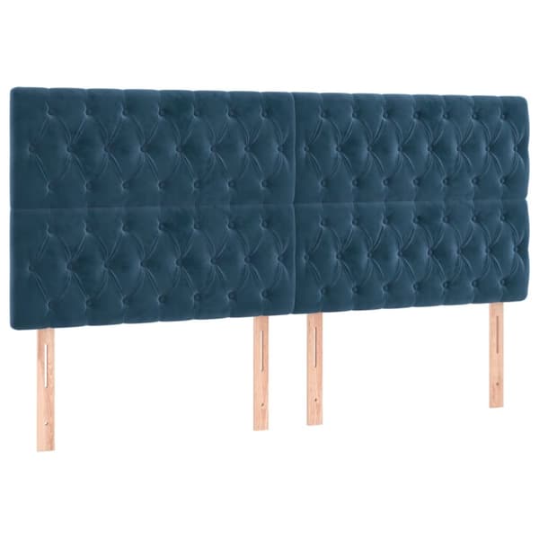 Ramsäng med madrass & LED mörkblå 200x200 cm sammet
