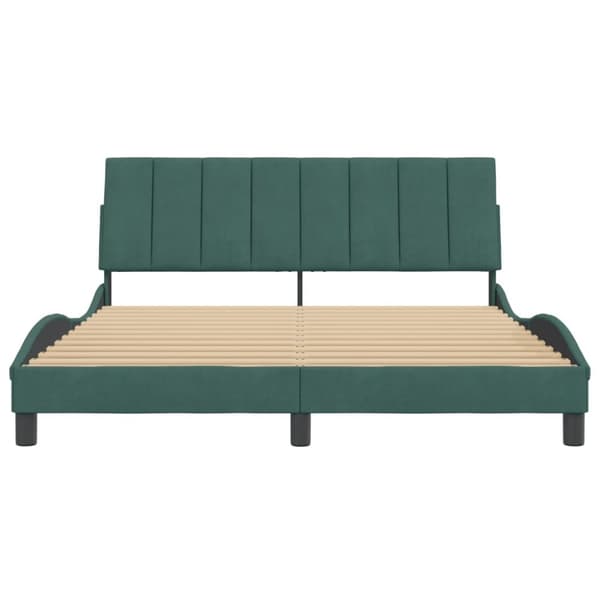 sengeramme med sengegavl 160x200 cm fløjl mørkegrøn