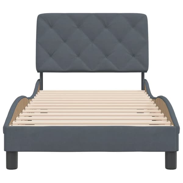 sengeramme med sengegavl 90x200 cm fløjl mørkegrå
