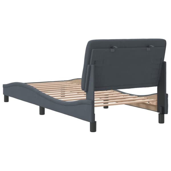 sengeramme med sengegavl 90x200 cm fløjl mørkegrå