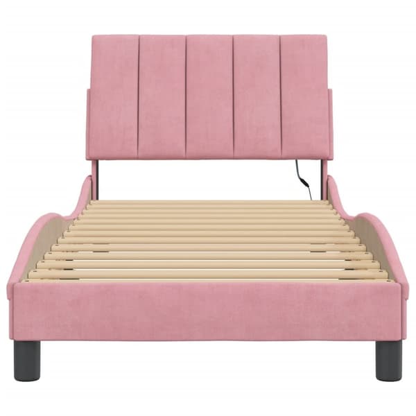sengeramme med LED-lys 80x200 cm velour pink