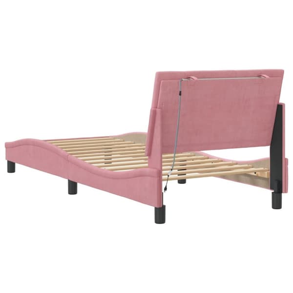 sengeramme med LED-lys 80x200 cm velour pink