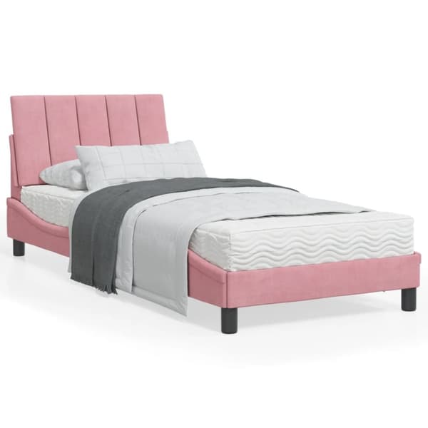 sengeramme med LED-lys 80x200 cm velour pink