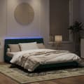 Miniatyrbillede 5 af 10: sengeramme med LED-lys 160x200 cm velour mørkegrøn