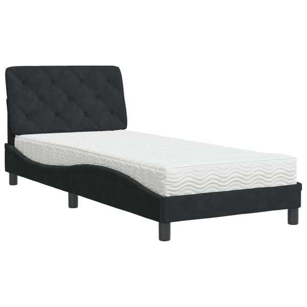 Säng med madrass svart 80x200 cm sammet