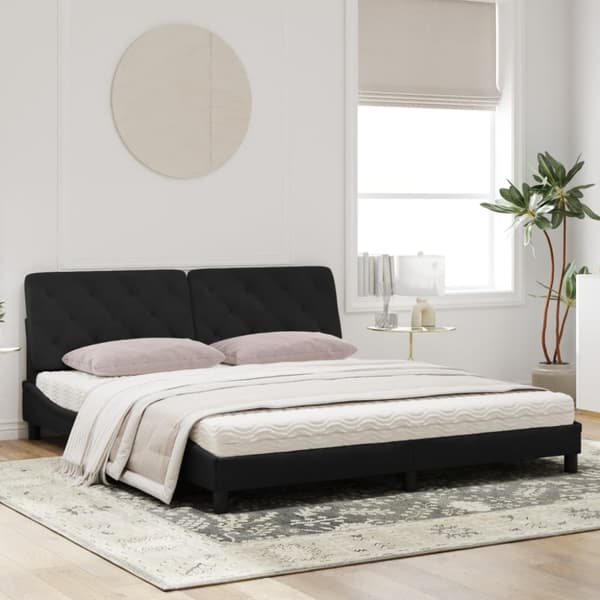 seng med madras 180x200 cm velour sort