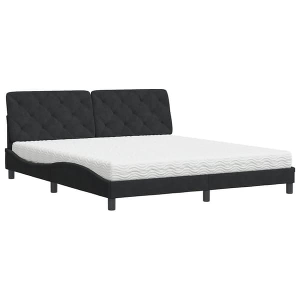 seng med madras 180x200 cm velour sort
