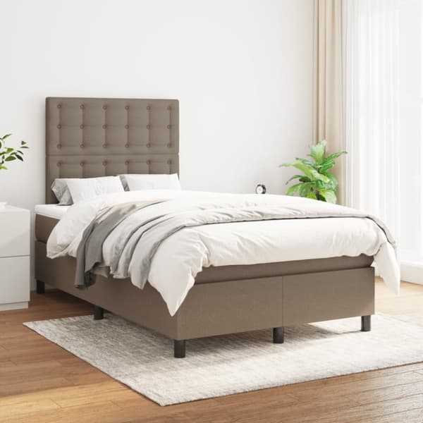 Ramsäng med madrass taupe 120x190 cm tyg
