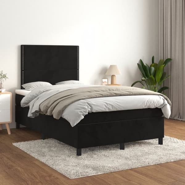 kontinentalseng med madras 120x190 cm velour sort