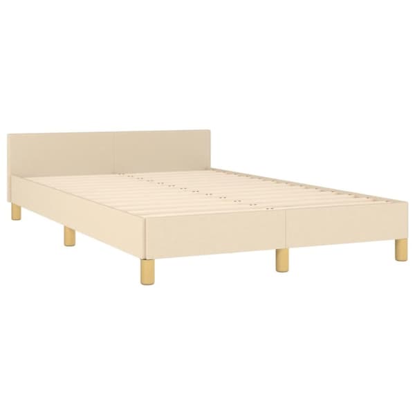 sengeramme med sengegavl 120x190 cm stof cremefarvet