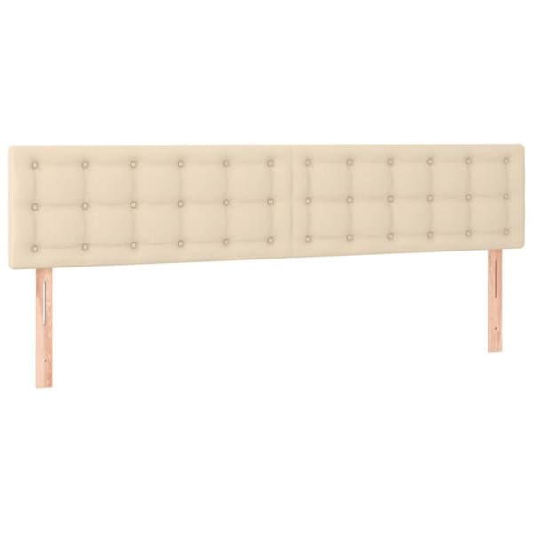 sengeramme med sengegavl 120x190 cm stof cremefarvet