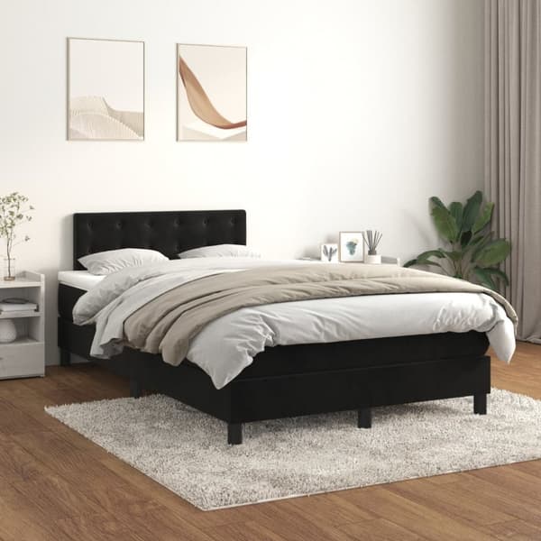 kontinentalseng med madras 120x190 cm velour sort