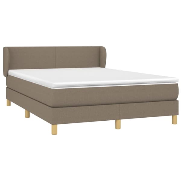 Ramsäng med madrass taupe 140x190 cm tyg