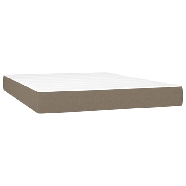Ramsäng med madrass taupe 140x190 cm tyg