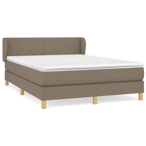 Ramsäng med madrass taupe 140x190 cm tyg