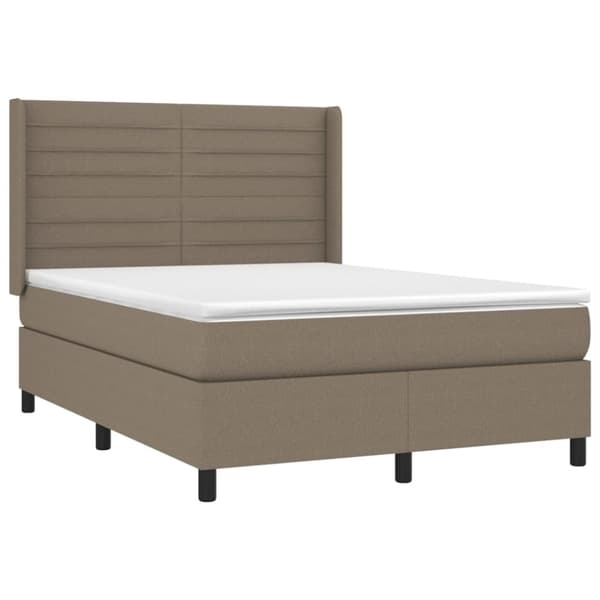 Ramsäng med madrass taupe 140x200 cm tyg