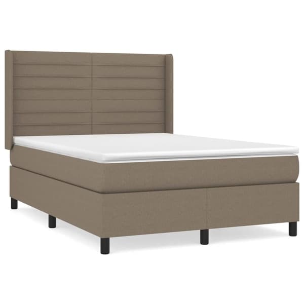Ramsäng med madrass taupe 140x200 cm tyg