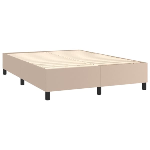 Ramsäng med bäddmadrass cappuccino 140x190 cm konstläder