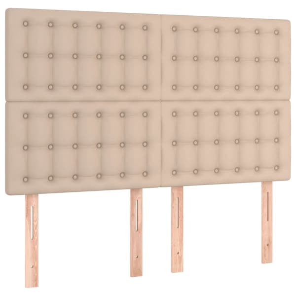 Ramsäng med bäddmadrass cappuccino 140x190 cm konstläder