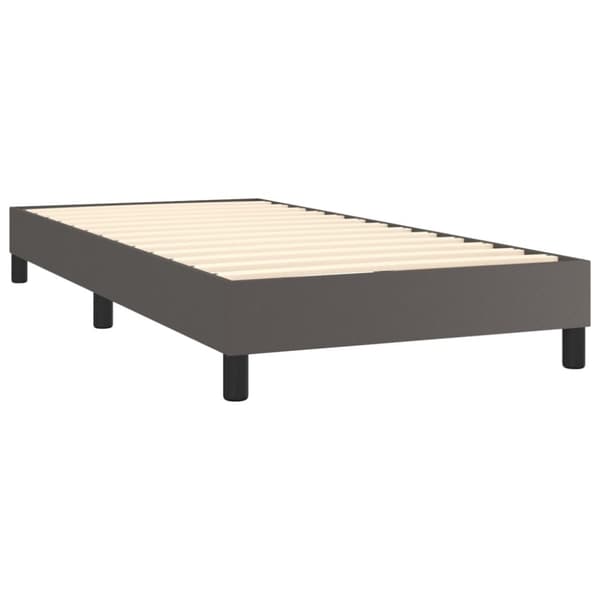 Ramsäng med madrass grå 90x200 cm konstläder