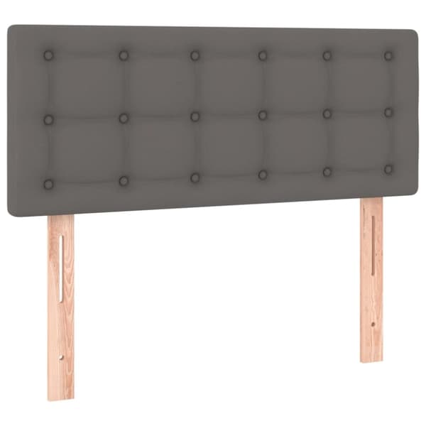 Ramsäng med madrass grå 90x200 cm konstläder