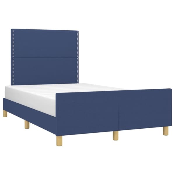 sengeramme med sengegavl 120x190 cm stof blå