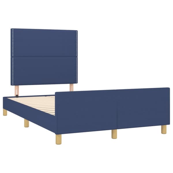 sengeramme med sengegavl 120x190 cm stof blå