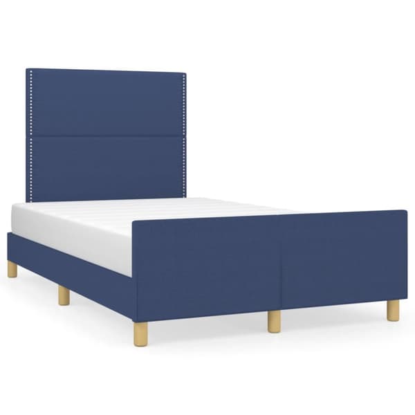 sengeramme med sengegavl 120x190 cm stof blå