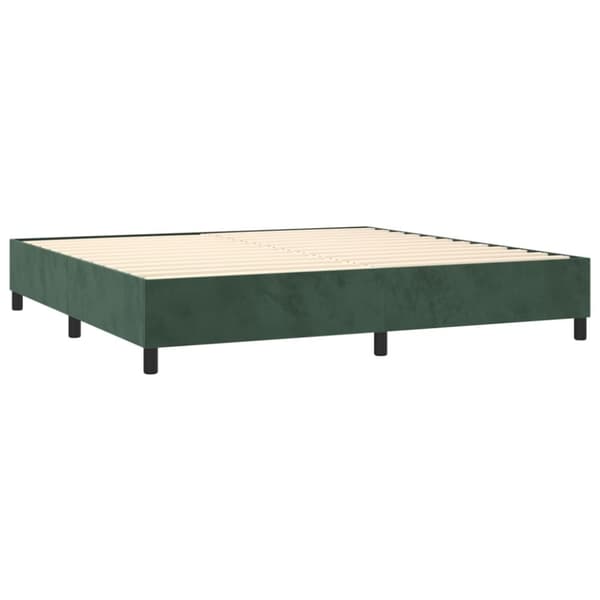 kontinentalseng med madras 200x200 cm fløjl mørkegrøn